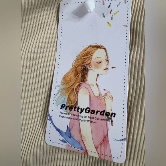 Pretty Garden Ribbed Wide leg Pant and tank set Summer Oatmeal NWT SIZE XLARGE - Picture 6 of 6